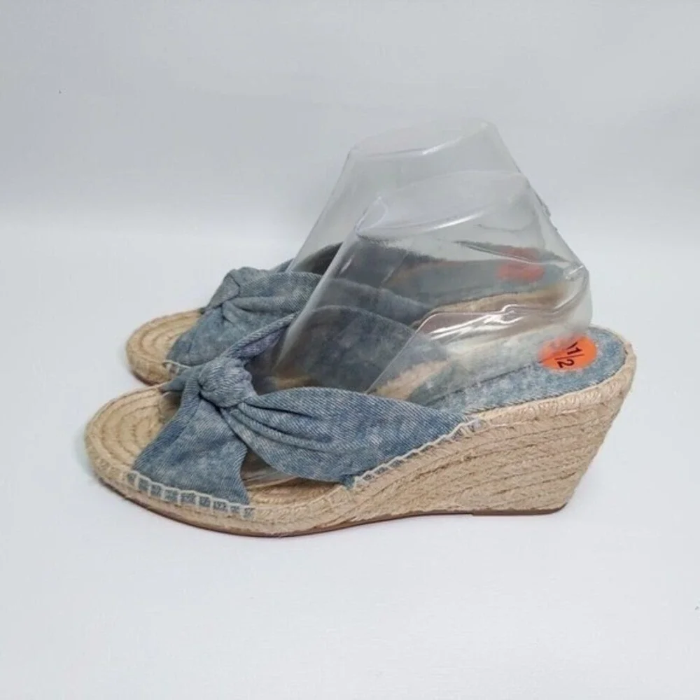 Splendid Sandals 9.5 Blue Coastal Platform Resort Vacation Slingback Espadrilles